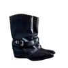 Rindslederversion~ Retro Niet Martin Stiefel spitz mittelhochschaft Hosenstiefel Damen Fried Street dicker Absatz vielseitige Mode Ritterstiefel