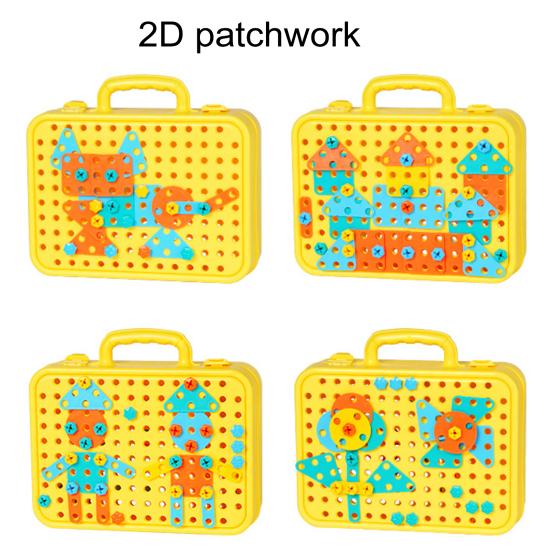 233Pcs/Set Kids Toolbox Toy with Electric Drill Simulated Screws Turning Workbench Educational Puzzle Building Portable Tool Box Toy