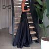 Women's Strapless Tube Top Maxi Dress Off Shoulder Patchwork Evening Dress Satin Bodycon Long Dress for Cocktail Party Wedding