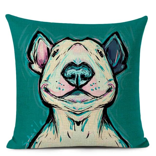 Bull Terrier Cushion Cover Cute Dog Printed Throw Pillows Cover Car Sofa Decorative Pillowcase Home Decor 45x45cm