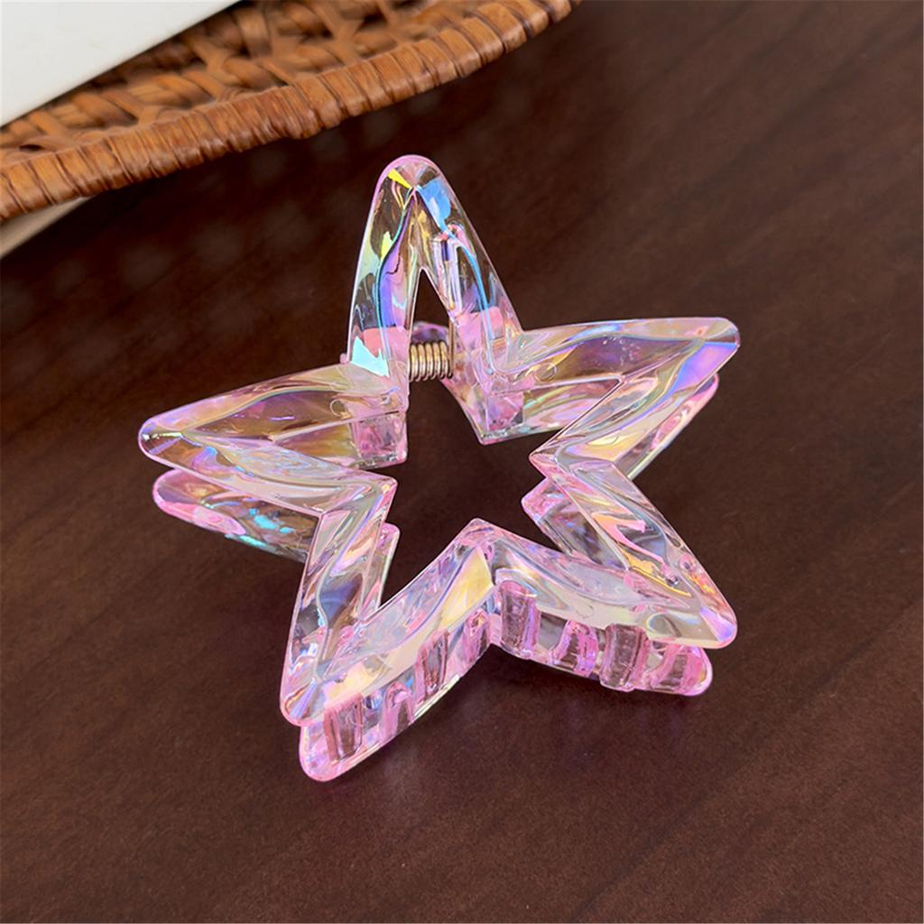 Hollow Geometric Star Hair Clip Vibrant Candy Colored Plastic Barrettes For Women Party Wedding Hairstyle