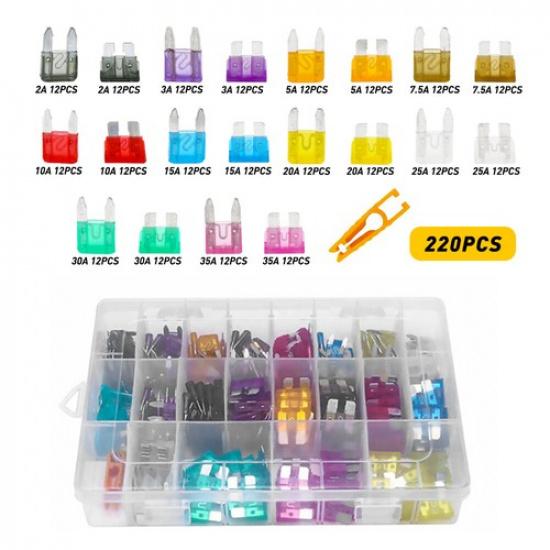220pcs Car Truck Auto Blade Fuse Automobile Assortment Kit Box for Vehicles Car