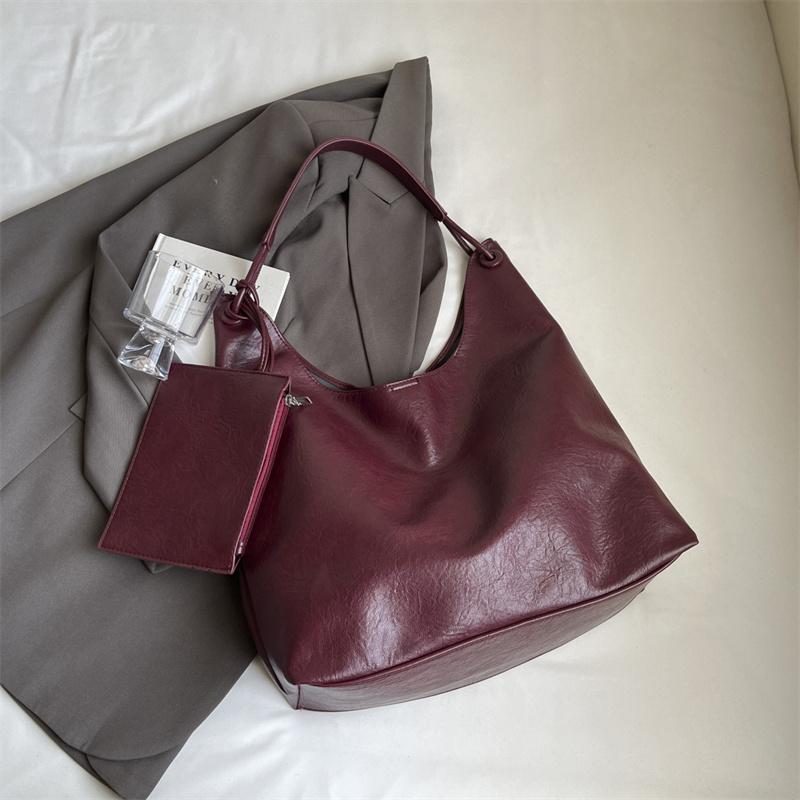 Large Capacity PU Leather 2 Pcs/set Shoulder Bags For Women Winter Trend Female Underarm Bag Lady Handbags Tote Bag KTY