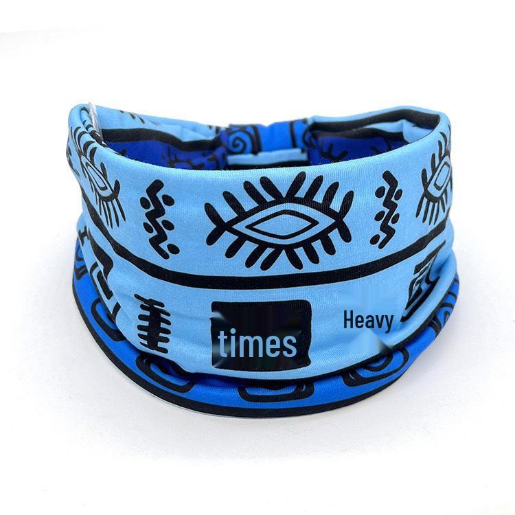 Women's Sports Elastic Print Headband - European & American Style, Sweat-Absorbing Hairband with Bow Design