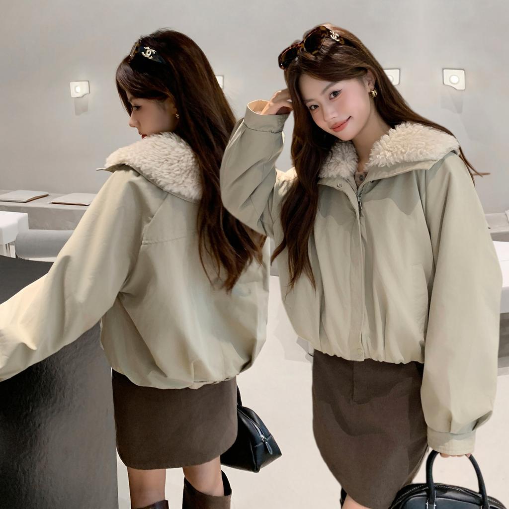 Big lapel velvet thickened short pie to overcome the tide of women's coats in winter new fashion warm cotton clothes