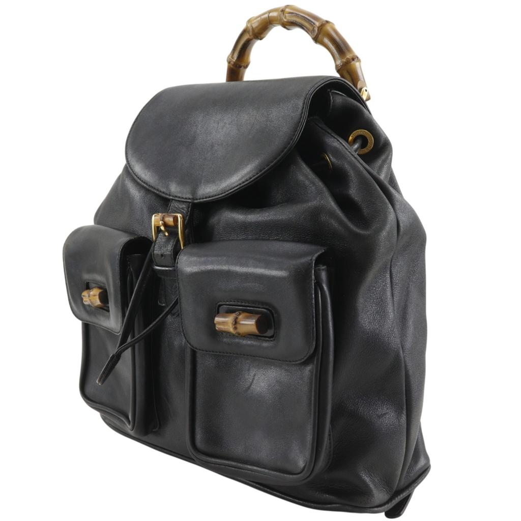 GUCCI Bamboo Backpack Daypack 003.2058.0016 black leather Women Used
