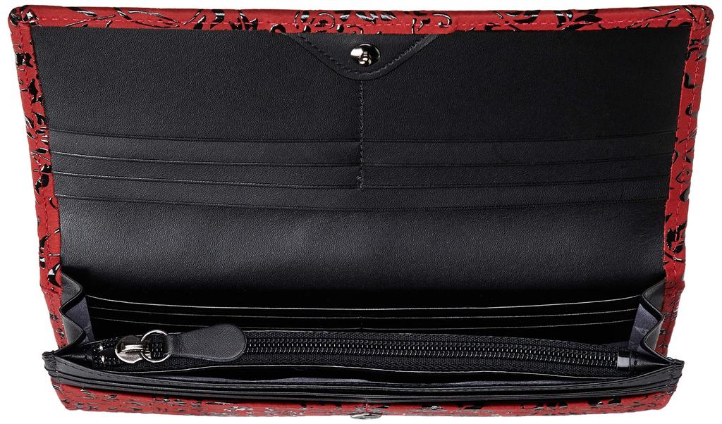 Long Wallet Bundle Q Red Deerskin X Black Lacquer Flower Arabesque Pattern [Indenya] 2308-03-041
