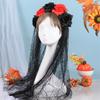 Rosenblüten Kränze Schleier Halloween Zuckerschädel Kostüme Mexikaner Blumen Stirnband Tag der Toten Kopfschmuck Geschenke