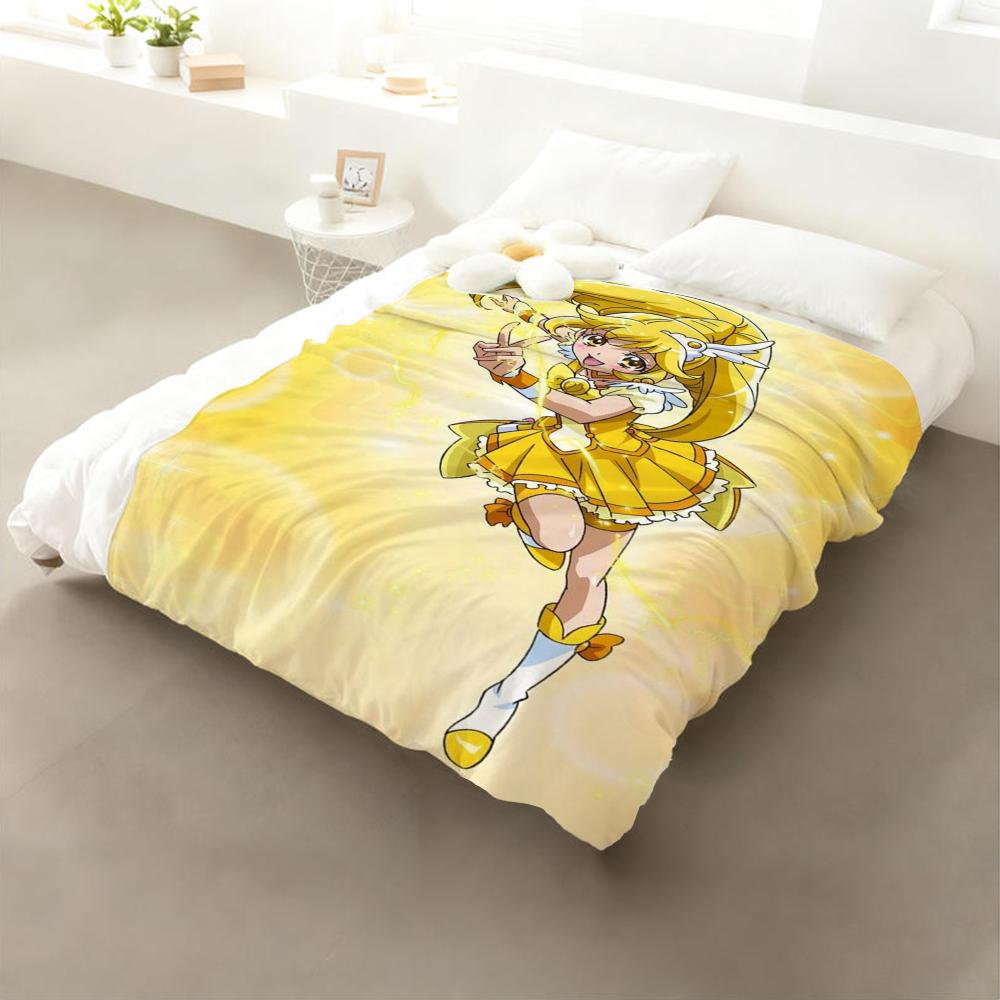 

Anime Smile Precures Throw Flannel Throw Blanket: Soft Kid-Friendly Warm Anti-Static All Season Washable Couch Bed Home 75x90cm
