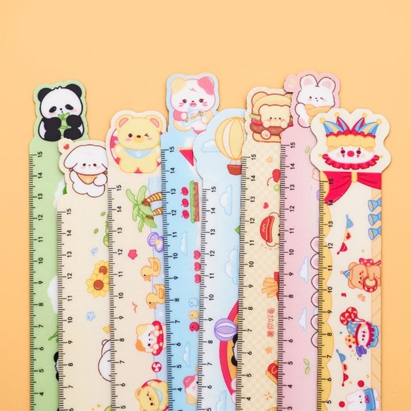 8Pcs Cartoon Magnetic Ruler Set Bendable Drawing Ruler Measuring Tool For Kid Student Art Craft Project Scrapbooking