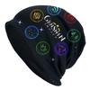 Game Anemo Geo Pyro Hydro Genshin Impact GANYU Bonnet Femme Hip Hop Knit Hat For Winter Warm Cryo Electro Dendro Beanies Caps