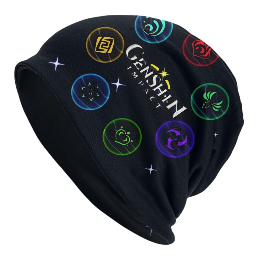 Game Anemo Geo Pyro Hydro Genshin Impact GANYU Bonnet Femme Hip Hop Knit Hat For Winter Warm Cryo Electro Dendro Beanies Caps