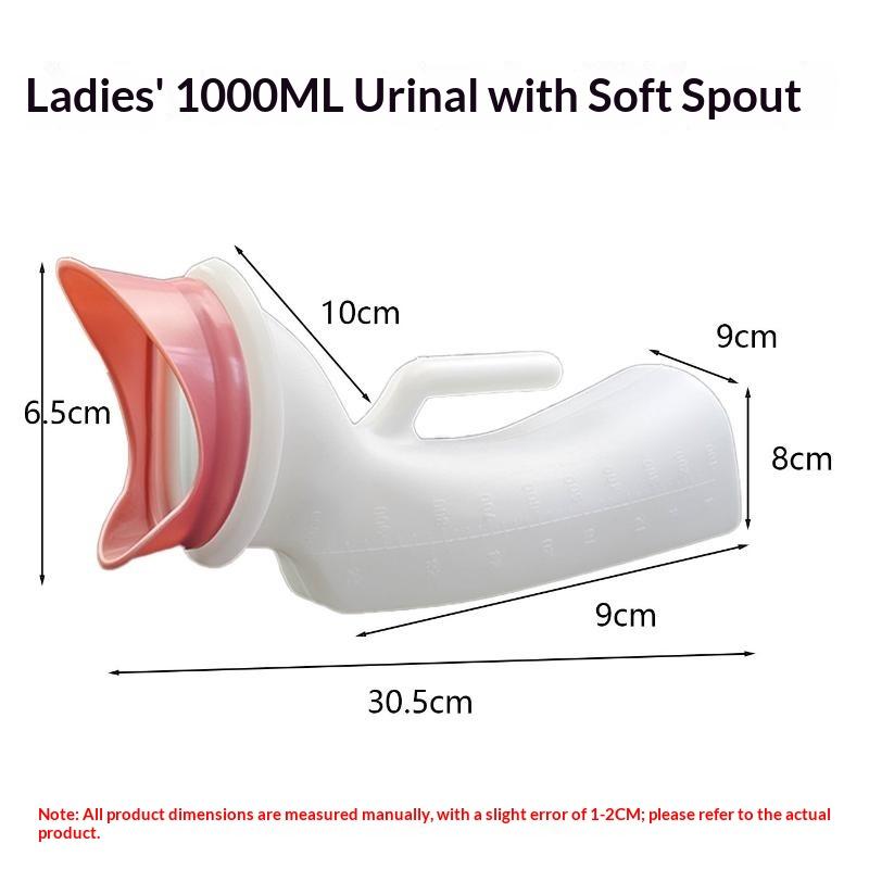 Leakproof Women Urinal Thickened Soft Spout Clear Scale Large Capacity Chamber Pot for Travel Car Use