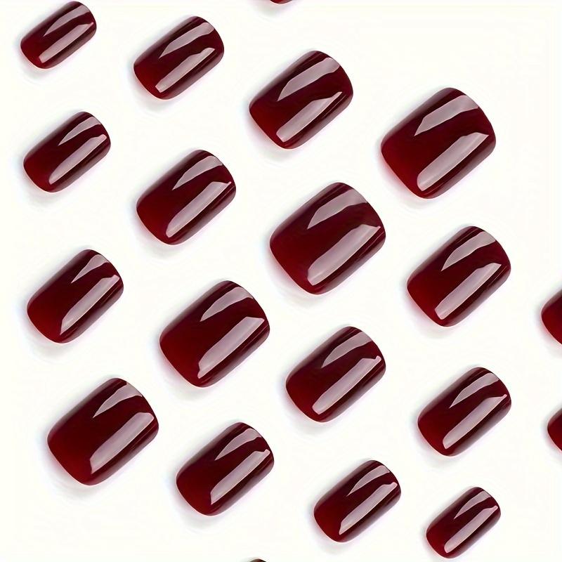 Uñas Postizas Cortas Cuadradas, Uñas Postizas Brillantes, Uñas Postizas de Cobertura Completa Para Mujeres y Niñas con Imprimación de Punta Preaplicada