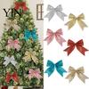 Champagne Party Supplies 4Pcs Glitter Christmas Bow, Sparkling Ribbon Hanging Ornament for Floral Arrangement Bows Tree Front Door Wreath, Festive