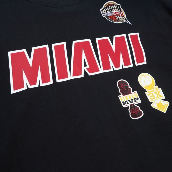 T-shirt - mitchell &amp; ness - miami heat hall of fame - 100% coton - coupe ajustée - noir