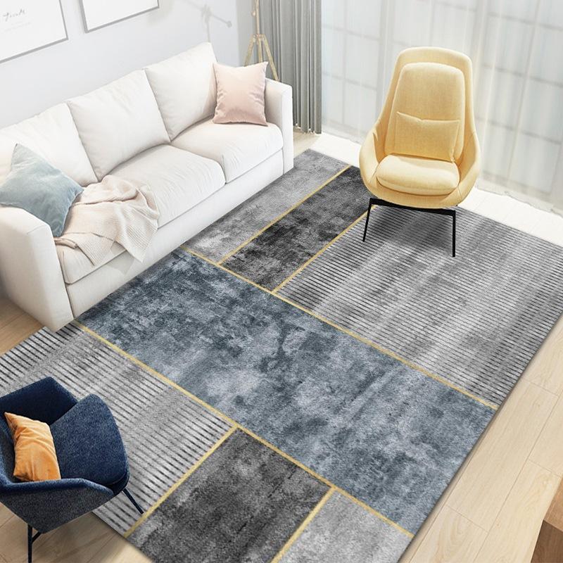 Living Room Geometric Carpet Floor Mat Modern Black Fashion Lines Living Room Carpet
