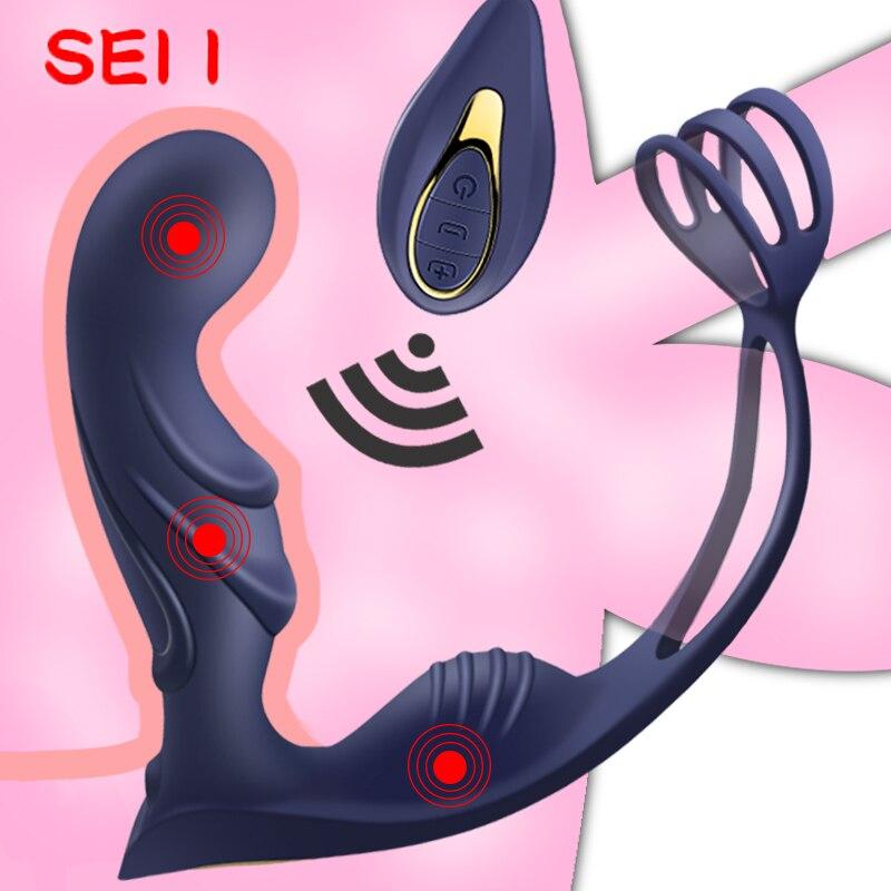 Männlicher Prostata-Massage-Vibrator, Butt-Plug, Silikon-Stimulationsring, Vibrator, verzögerte Ejakulation, männliches Sexspielzeug