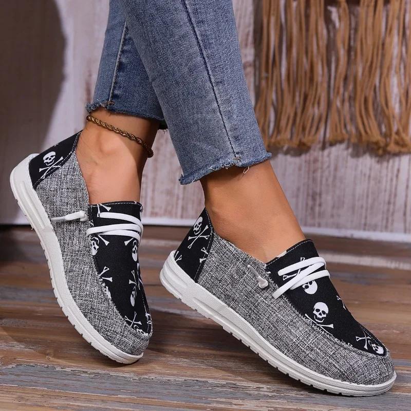 Women Vulcanize Shoes Flat Lace-up Canvas Shoes  Autumn Ladies Design Casual Shoes Ladies Breathable Trainers Fashion Shoes