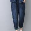 Women's Plus Size High Waist Elastic Patchwork Jeans - 2024 Spring/Autumn Casual Loose Slimming Harem Pants