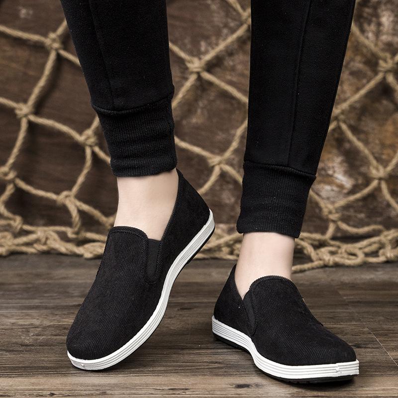 Cloth shoes men's spring and autumn breathable men's casual shoes lasagna cloth shoes velvet cloth shoes middle-aged and elderly outdoor shoes
