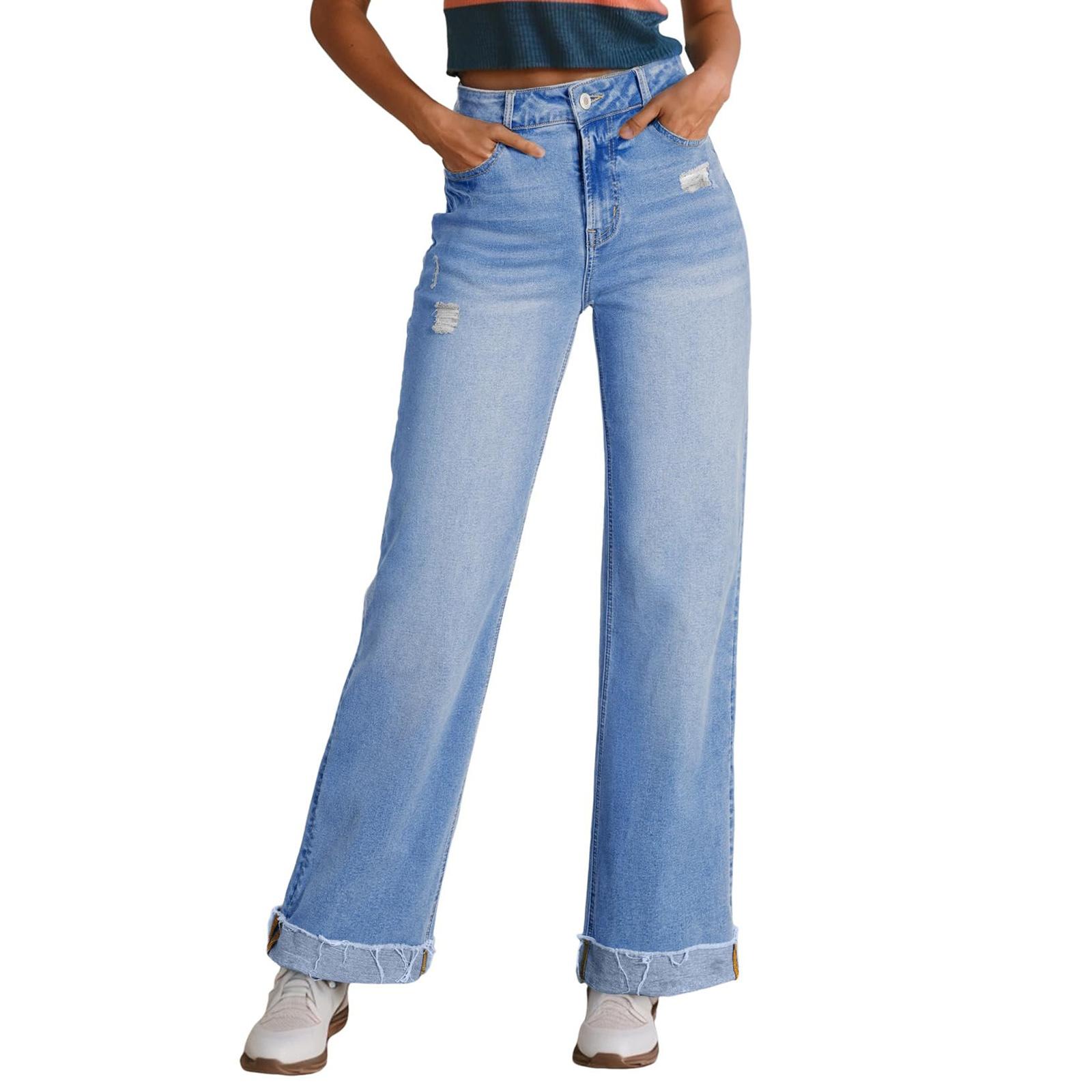 

Женские ретро джинсы прямого кроя с высокой посадкой M синий