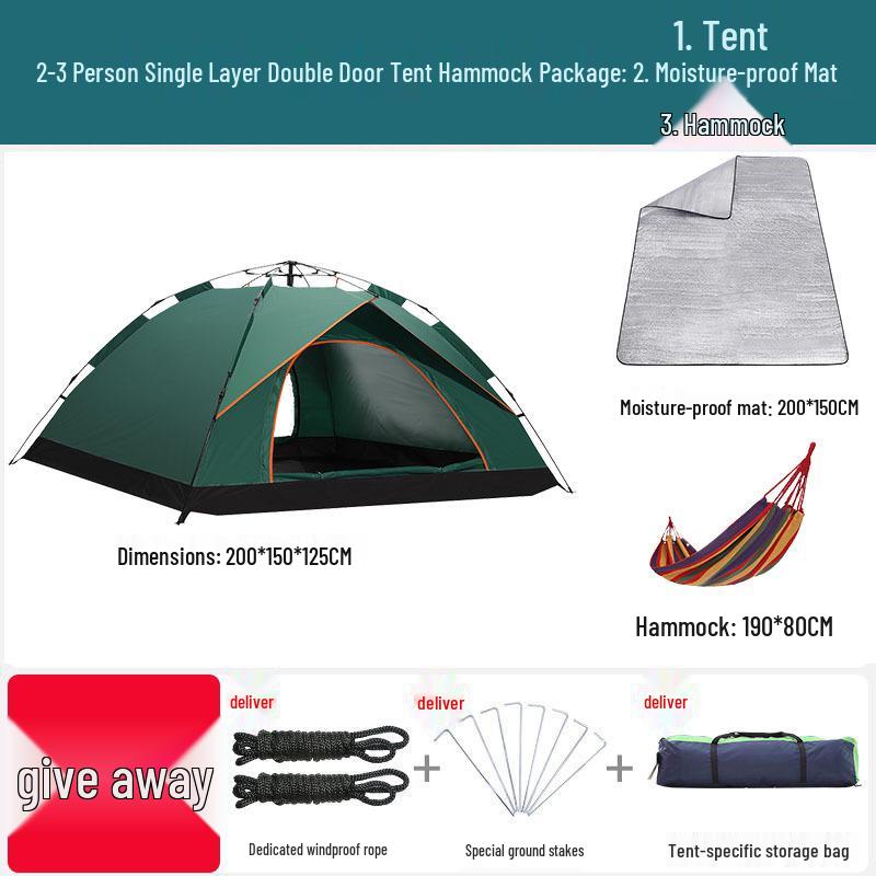 Double Person Automatic Tent: Thickened, Rainproof & Sun-Protective for Outdoor, Wild Camping or Beach Use
