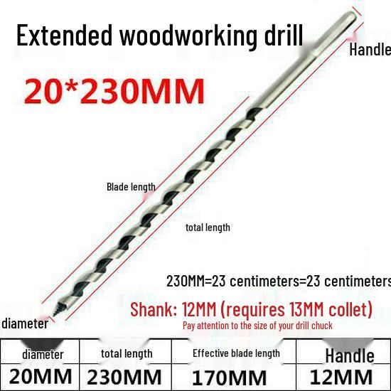 Extended Forstner Bit & Hex Shank Wood Drill, Twist & Door Lock Opener
