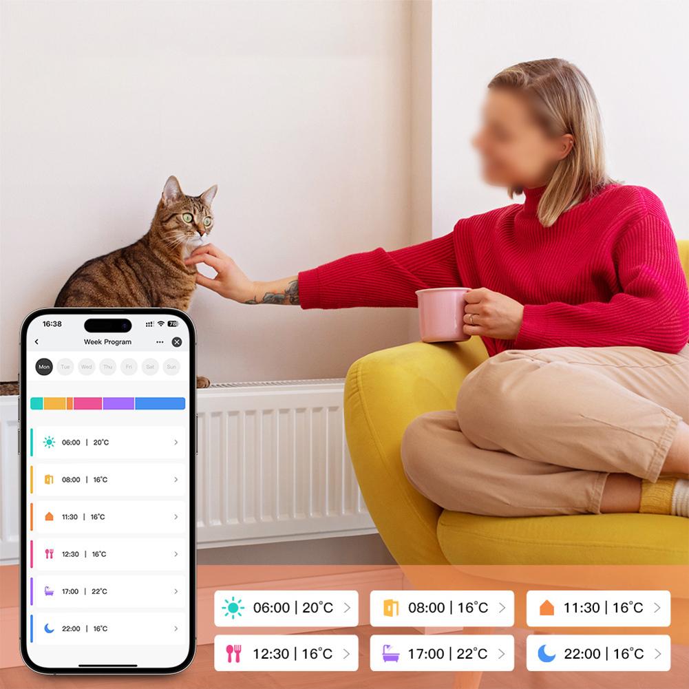 Smart Thermostatic Valve Compatible with For ZigBee Featuring Remote App Control and Customizable Weekly Scheduling