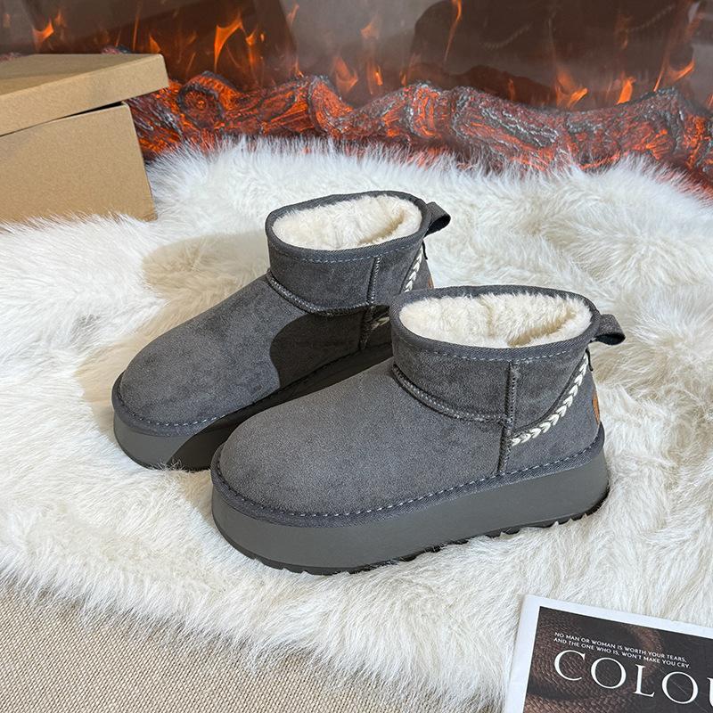 Women's Fashionable Versatile Soft-Sole Winter Warm Fleece-Lined Snow Boots with Fleece Lining, Slip-Resistant Casual Sports Snow Boots