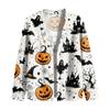 Women's Casual Long Sleeve Jacket with Halloween Print for Fall Parties and Daily Wear