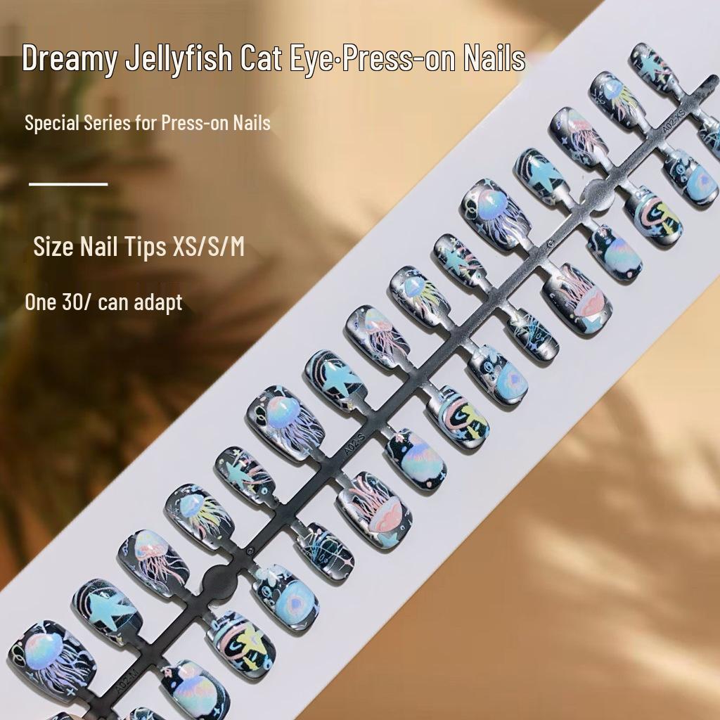 

Sweet Spicy Iridescent Jellyfish Cat Eye Press-On Nails