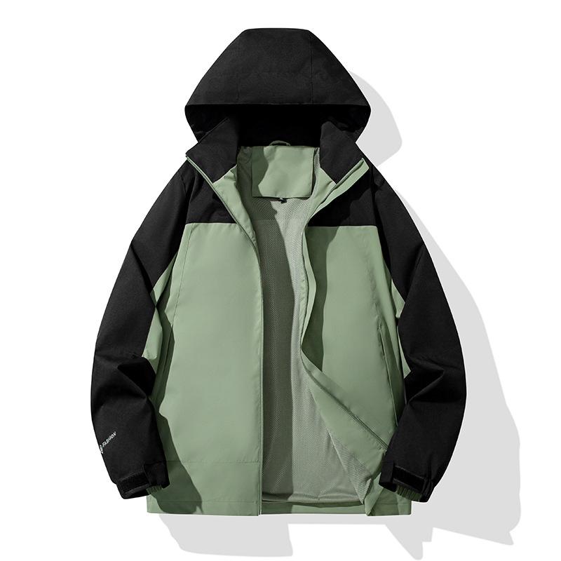 Autumn New Outdoor Windproof Waterproof Jacket Couple Can Detachable Hat Mountaineering Wear Sports Casual Jacket Men