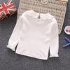 Baby Girl Kids Cotton Peter Pan Collar Long Sleeve Solid Color Top Cute T-shirt for Babys
