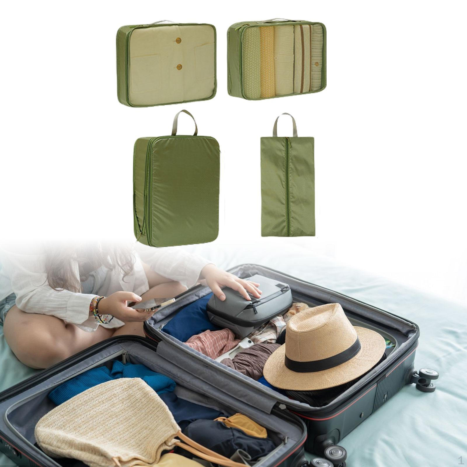 

4 Pieces Packing Cubes for Travel Luggage Organizer Shoe Bag Suitcase Organiser Bags Outdoor зелёный