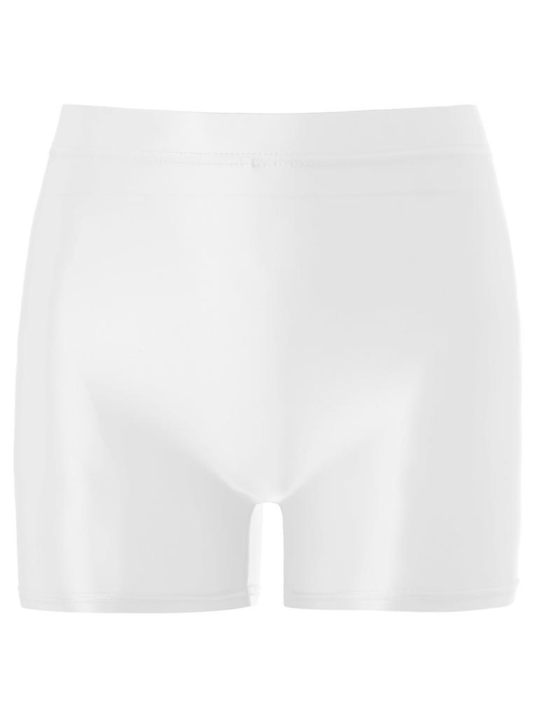 Womens Shiny Mid Waist Elastic Waist Shorts Swimwear Yoga Sportswear