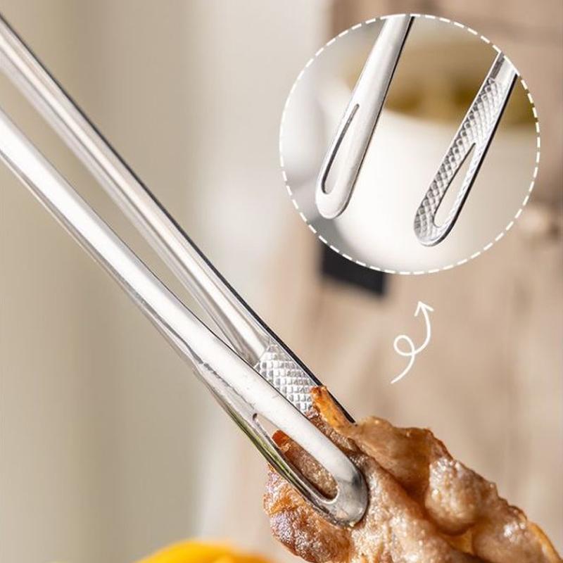 304 Stainless Steel Grill Tongs Korean BBQ Tongs Non-Slip Steak Clip Kitchen Tong for Cooking Pasta Salads Buffet Food Serving