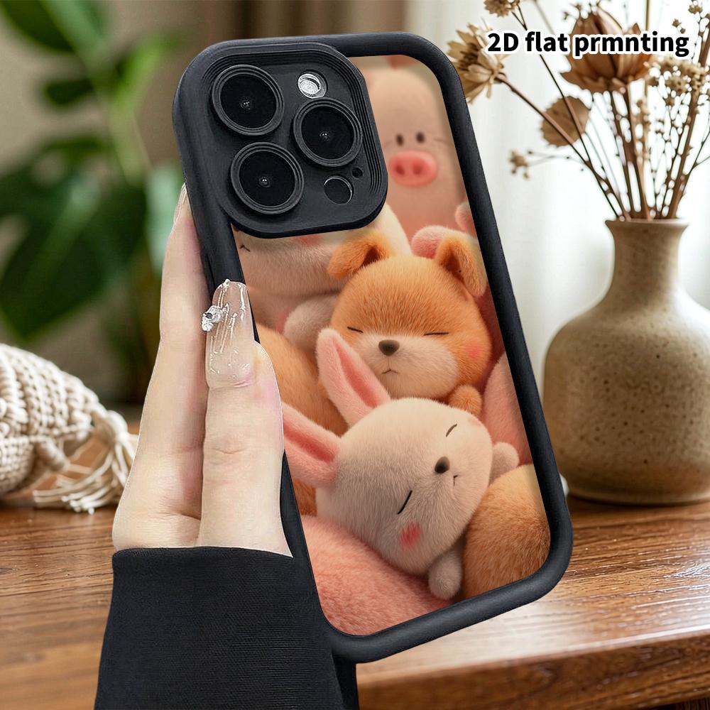 Phone Case: 2D Flat Design Suitable for iPhone 18 17 16 15 14 13 Pro Protective Case, Cute Little Animal Stack, Perfect Holiday Gift for Christmas and