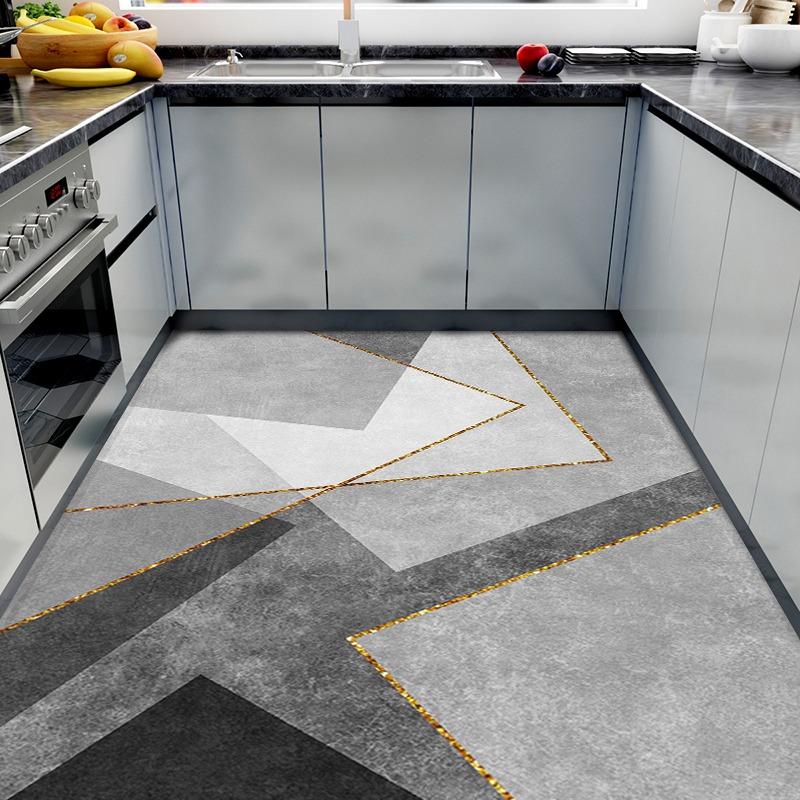 Dywan kuchenny z PVC, antypoślizgowy, olejoodporny, wodoodporny, duży dywan ze skóry, wzór kwiatowy, zmywalny, łatwy do czyszczenia