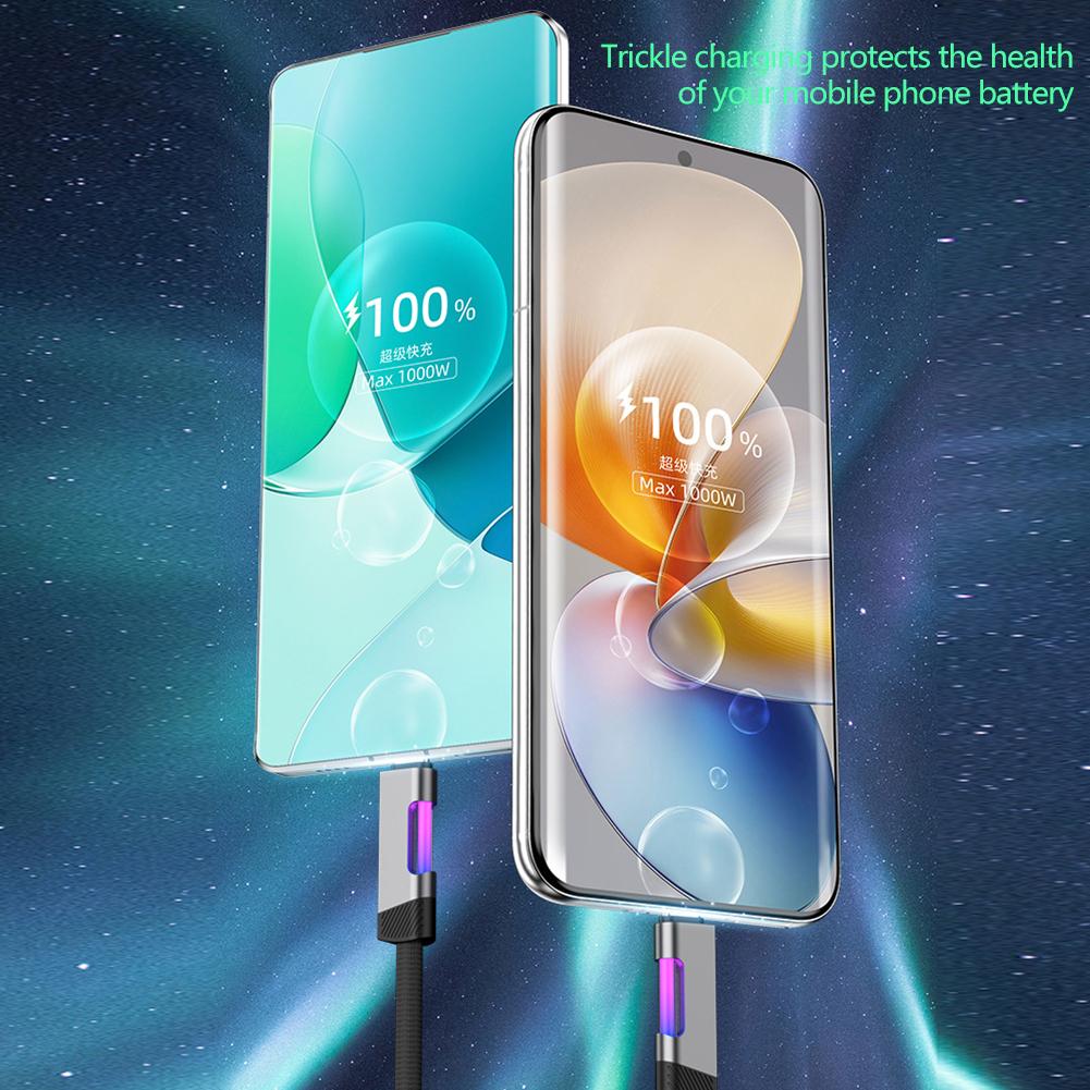 RGB Fast Charging Cable 100W 6A USB Type C Charge Cable with RGB Ambient Light