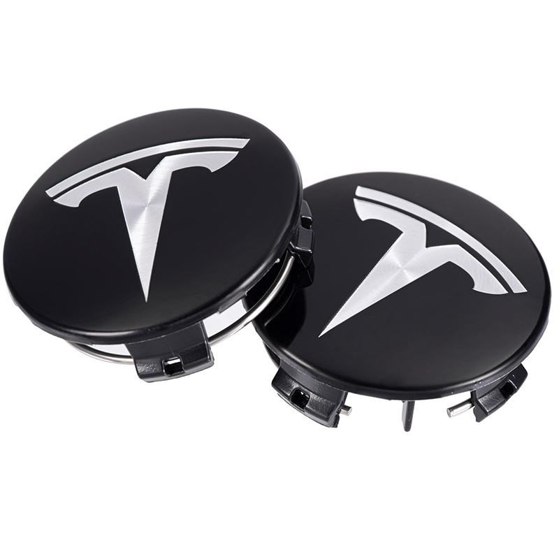 ANC1 4pcs 56mm Black Silver Car Wheel Center Caps Rims Hub Cover Logo For Tesla Model 3 Y X S Hubcaps Auto Accessories