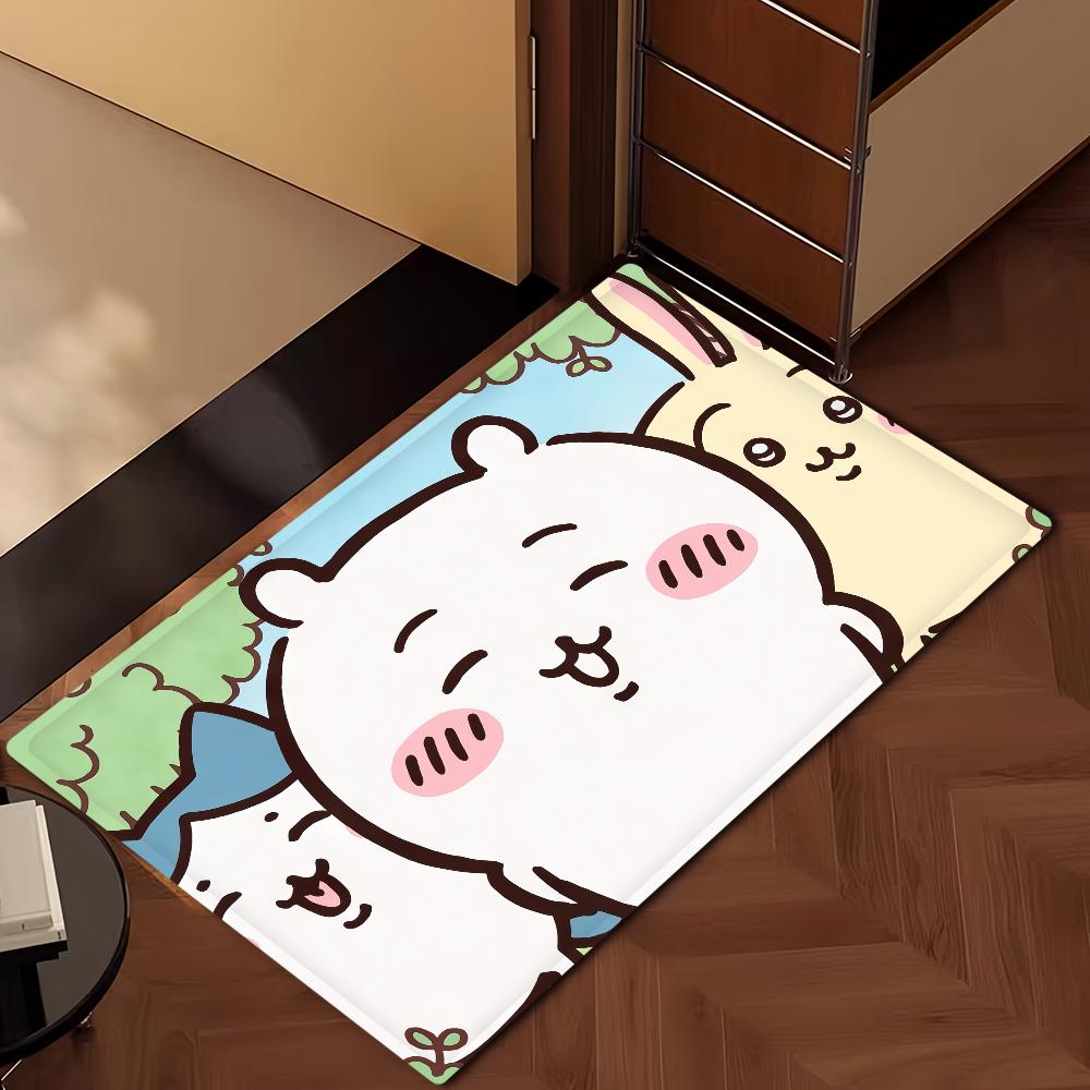 Cute Cartoon C-Chiika-waE Usagi Door Mat Bath Microfiber Decorative Versatile Flannel Floo Mat Quick Dry Absorbent Non-slip Sole