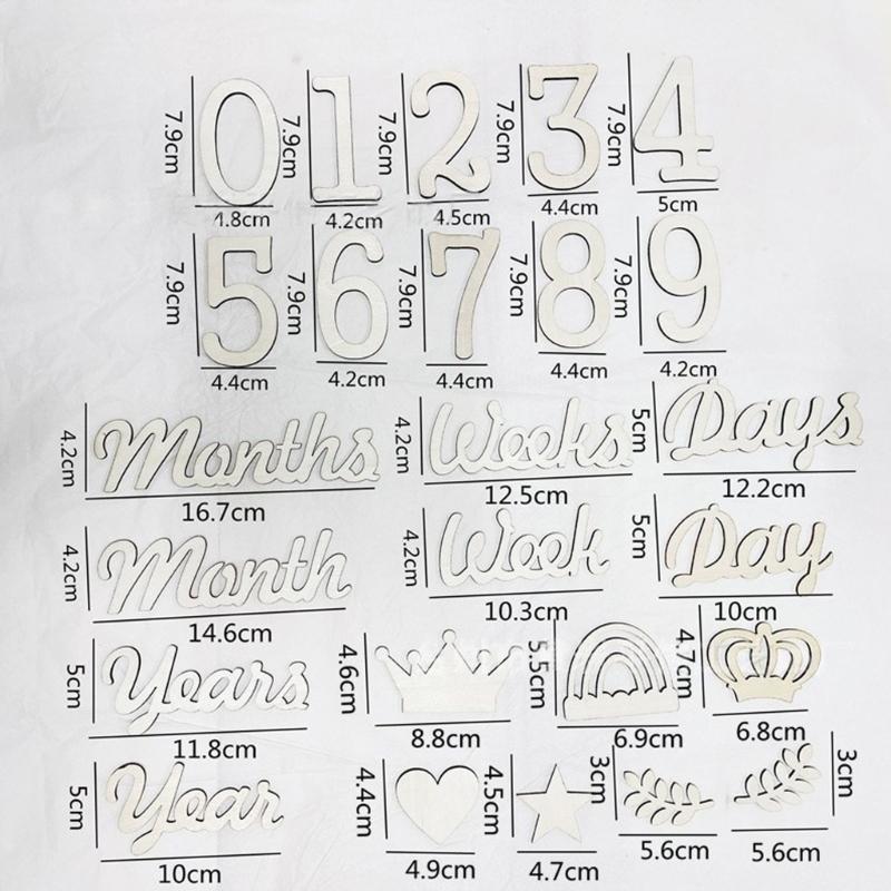 Wooden Milestones Number Word Photo Props Baby Age Markers Announcement Card Home Decoration Personalizing Nursery Gift