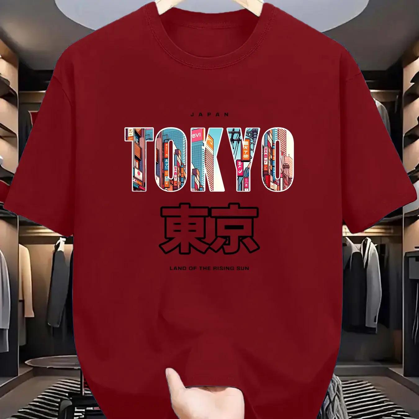 TOKYO Cityscape Men s T-shirt Urban Graphic Casual Cotton Short Sleeve Tops Summer Streetwear S разноцветный