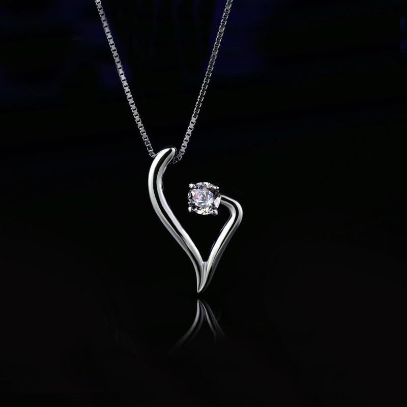 925 Sterling Silver Jewelry Simple Love Heart Pendant Necklace for Women Wedding Party Jewelry for Girls Friend Gift