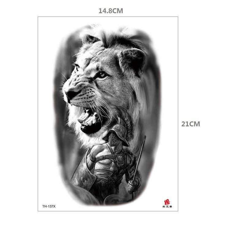 Tiger Tattoo Sticker Half Arm Lion Large Pattern Water Transfer Amazon Set
