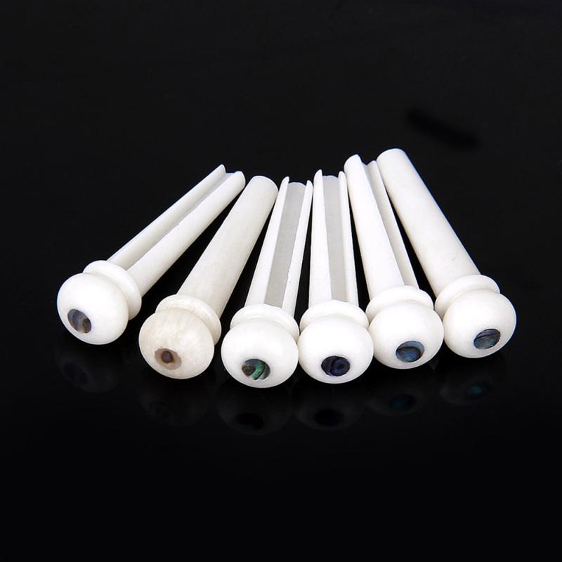 6pcs White Bone Abalone Bridge Pins+Nail Puller for Folk Guitar Replacement Accessories