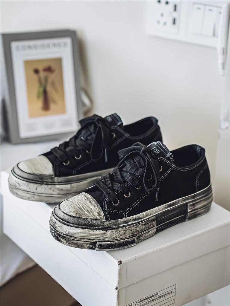 Retro Canvas Shoes for Man Platform Skateboard Dirty Shoes Men Streetwear Men's Vulcanize Shoes Students Canvas Leisure Sneakers