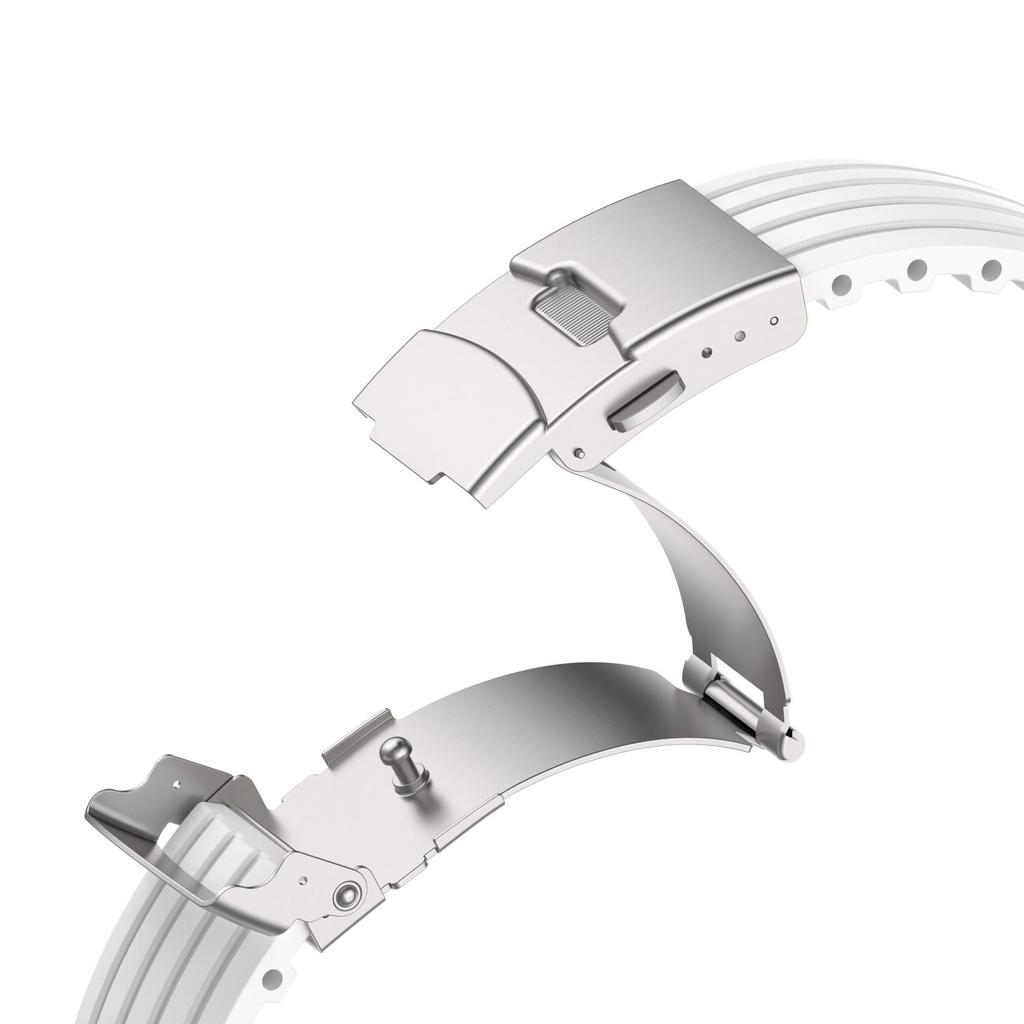Watch Strap for Apple Watch- Stainless Steel Butterfly Clasp Silicone Sports Watch Band for iWatch 9/8/7/6/5/4/3/2/1/SE 49mm 45mm 44mm 42mm 41mm 40mm