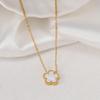 18K Gold Five-Petal Mother-of-Pearl Pendant Necklace for Women